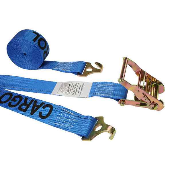 Us Cargo Control 2" x 20' Blue Plate Trailer Strap w/ F-Hook And Ratchet 5320FNH1012-BLU